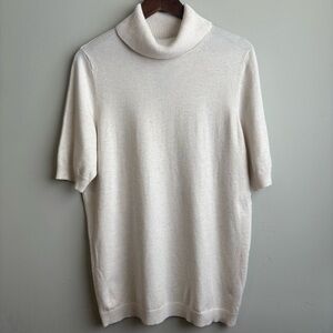 Lane Bryant Ivory Turtleneck Sweater Top Size 18/20 Short Sleeve Keyhole Back